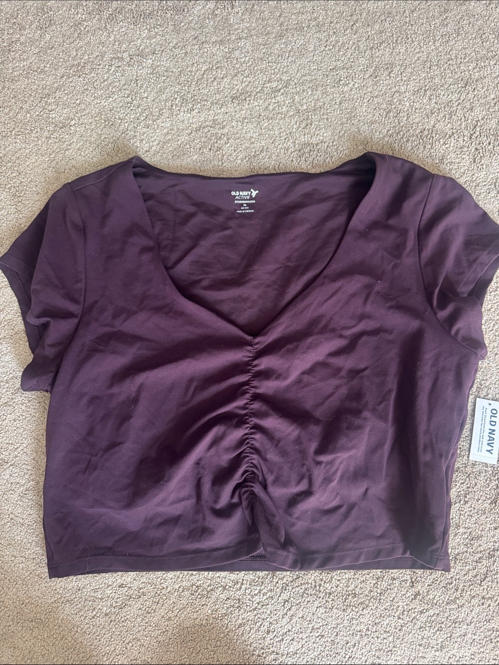 Old Navy Black Ruched Short Sleeve Crop Top NWT
